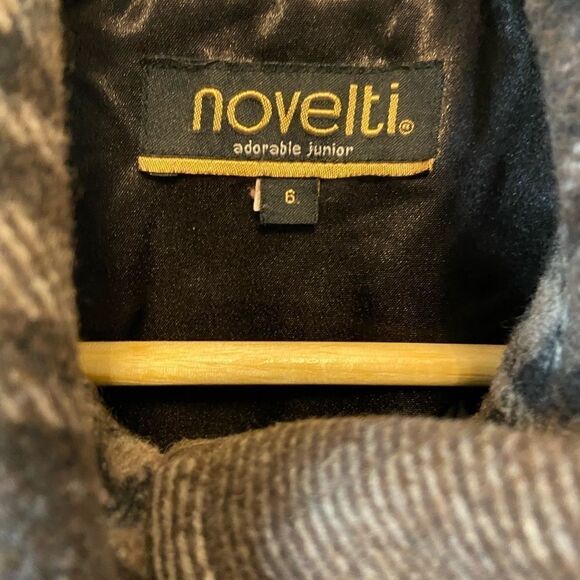 NOVELTI Juniors Brown Plaid Wool Blend Button Coat - Picture 8 of 8